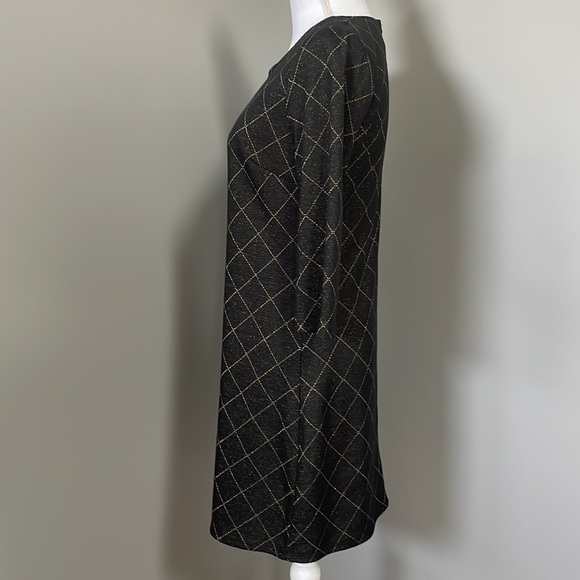 SHIFT DRESS BLACK & GOLD SHIMMER - Picture 2 of 9